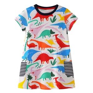 Fauxden Rainbow Dinosaur Kids Dress Sz 5-6